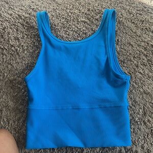 Lululemon Reversible Power pivot  Blue Ribbed Tank Top